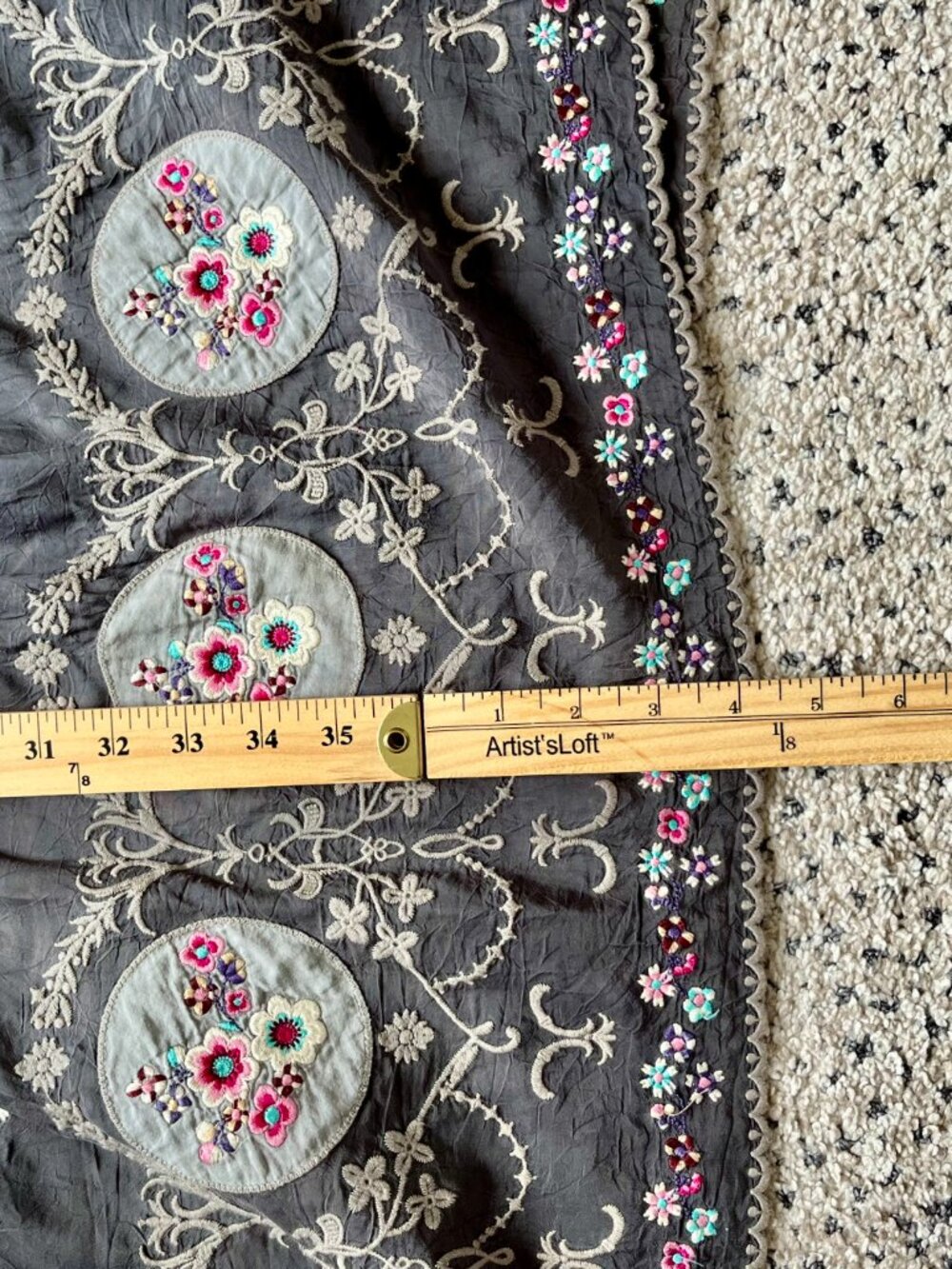 Johnny Was Grey Embroidered Boho Tunic Sundress Size L - Picture 6 of 6